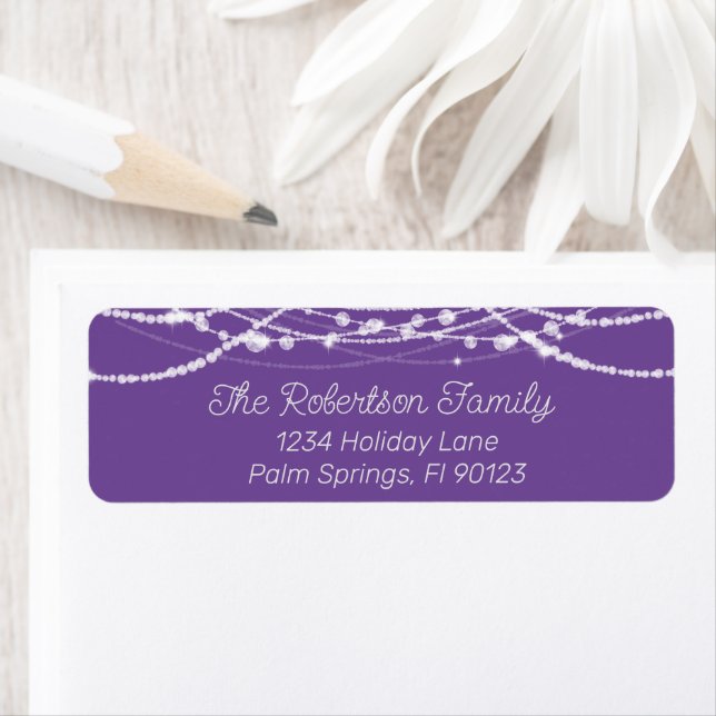 Purple and White String Lights Return Address (Insitu)