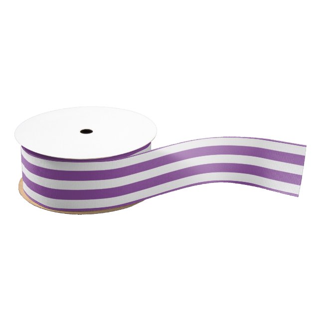 Purple and White Stripe Pattern Grosgrain Ribbon (Spool)