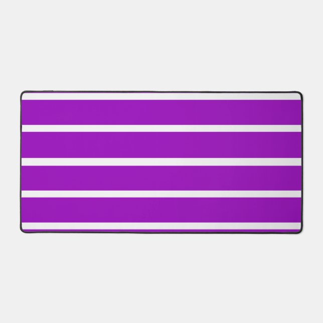 Purple and White Stripes Design Desk Mat (Front)