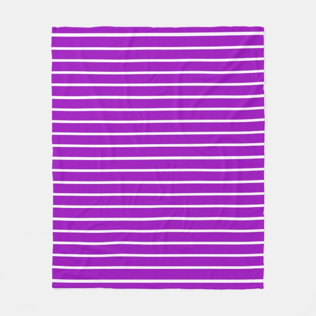Purple and White Stripes Design Fleece Blanket (Front)