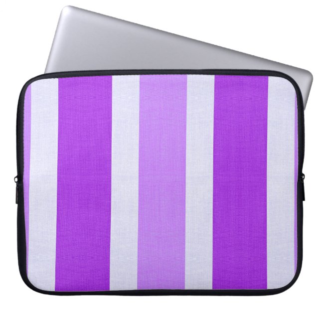 Purple and White Stripes Laptop Sleeve (Front)