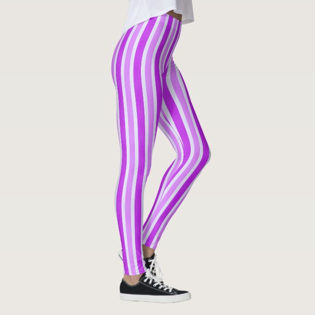 Purple and White Stripes Leggings (Right)