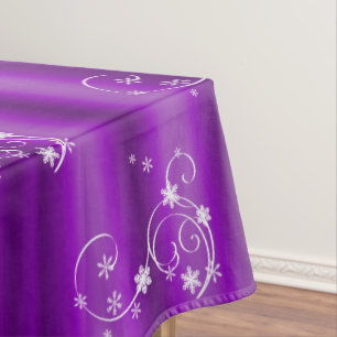 Purple and White Swirls Christmas Tablecloth