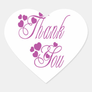 Purple And White Thank You Love Hearts - Wedding Heart Sticker