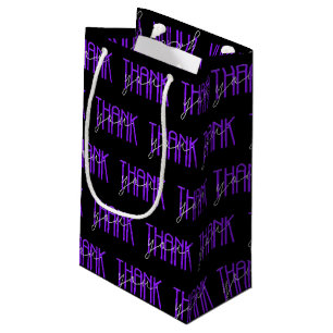 purple and white thank you small gift bag