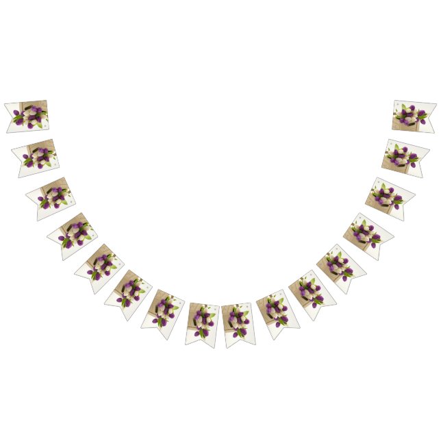 Purple and White Tulips Bunting Party Banner (All)