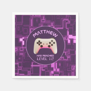 Purple and White Video Game Controller Napkin