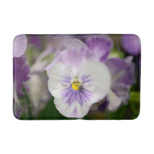 Purple and White Violas by Shirley Taylor Bath Mat