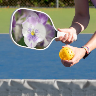 Purple and White Violas by Shirley Taylor Pickleball Paddle