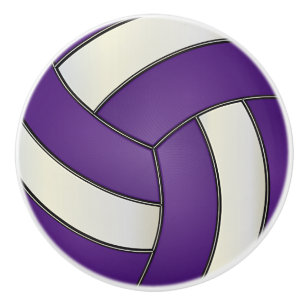 Purple and White Volleyball Ceramic Knob