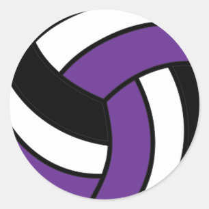 Purple and White Volleyball Classic Round Sticker