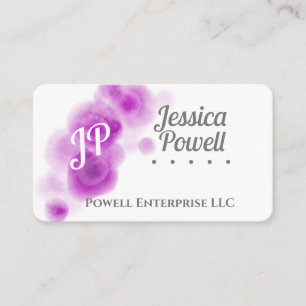 purple and white watercolor artistic custom business card