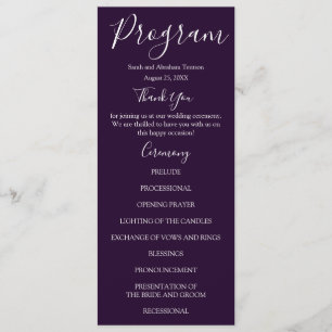 Purple and White Wedding Programs Menu
