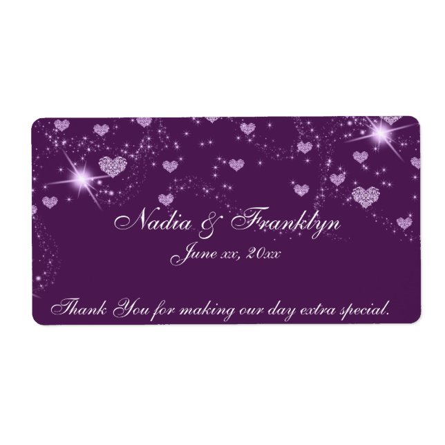 Purple and White Wedding, Thank You Wine Label (Front)