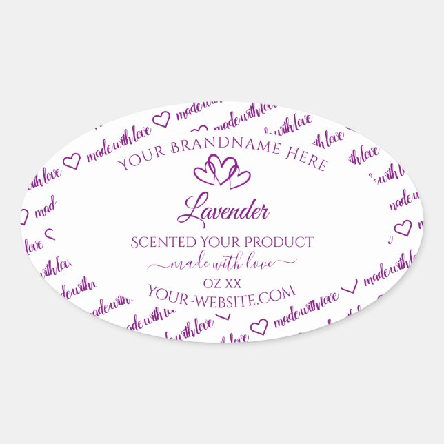 Purple and White Word Cloud Product Labels Hearts (Front)