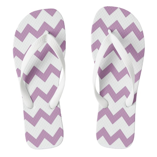 Purple and white zigzag chevron design pastel jandals (Footbed)