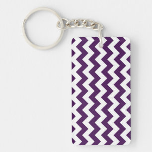 Purple and White Zigzag Key Ring