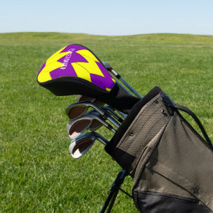 Purple And Yellow Art Deco Design Golf Head Cover