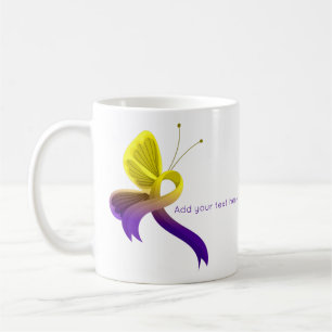 Purple and Yellow Awareness Ribbon Butterfly Coffee Mug