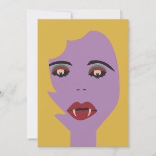 Purple and Yellow Bat Eyes Vampire Chick Vintage