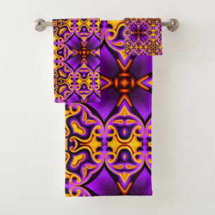 Purple and Yellow Bath Towel Set