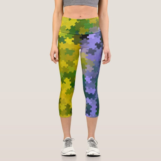 Purple and Yellow  Capri Leggings (Front)