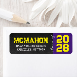 Purple and Yellow Chalkboard Graduation