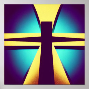Purple and Yellow Cross Poster