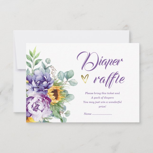 Purple and Yellow Diaper Raffle Invitation (Front)