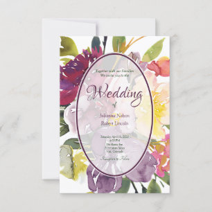 Purple and yellow floral background wedding    inv invitation