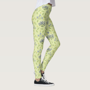 purple and yellow flowers pattern leggings