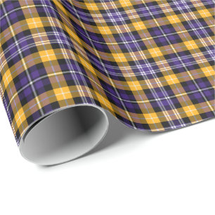 Purple and Yellow Gold Sporty Plaid Wrapping Paper