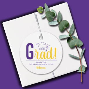 Purple and Yellow Graduation Cap Favour Tags