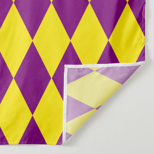 Purple and Yellow Harlequin Checkered Design Fabric