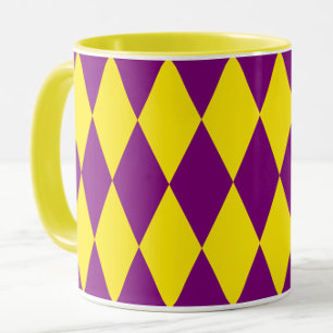 Purple and Yellow Harlequin Checkered Design  Mug