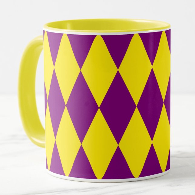 Purple and Yellow Harlequin Checkered Design  Mug (Creator Uploaded)