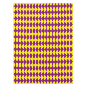 Purple and Yellow Harlequin Chequered Design  Tablecloth