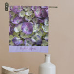 Purple and Yellow Hydrangea Botanical Floral Tea Towel<br><div class="desc">Beautiful delicate and feminine purple and creamy white Hydrangea blossoms cover this botanical floral kitchen towel with original photography by JLW_Photography,  like fresh flowers straight from a country cottage garden. Personalise with a Name as you wish.</div>