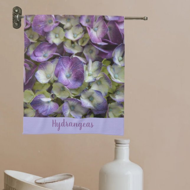 Purple and Yellow Hydrangea Botanical Floral Tea Towel (Creator Uploaded)