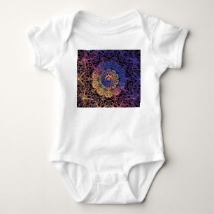 Purple and yellow mandala: hand-drawn design baby bodysuit