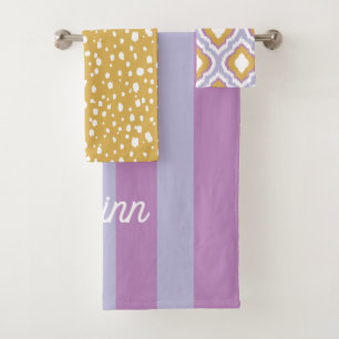Purple and Yellow Mix and Match Monogrammed Bath Towel Set
