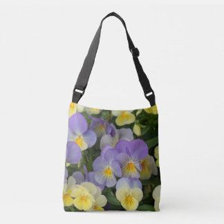 Purple and Yellow Pansies Personalised Crossbody Bag