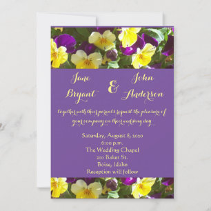 Purple and Yellow Pansies Photograph Borders Invitation