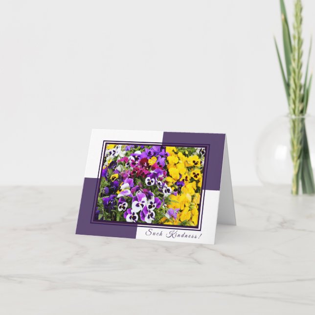 Purple and Yellow Pansies Thank You Note Card (Front)