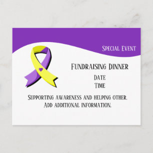 Purple and Yellow Ribbon Heart Postcard