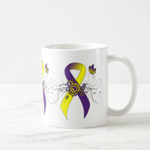 Purple and Yellow Ribbon with Butterfly Coffee Mug