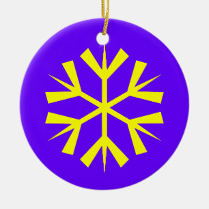 Purple and Yellow Snowflake Ceramic Tree Decoration