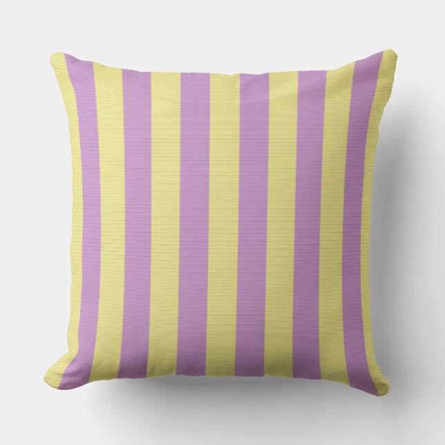 Purple and yellow striped pattern cushion (Front)