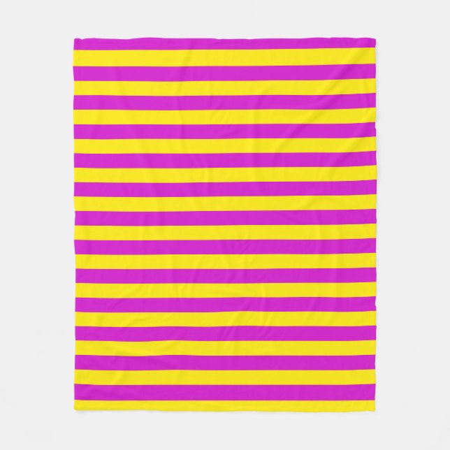 Purple and Yellow Stripes Design Fleece Blanket (Front)