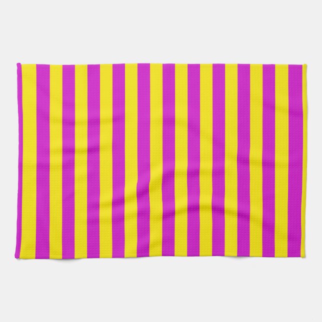 Purple and Yellow Stripes Design Tea Towel (Horizontal)